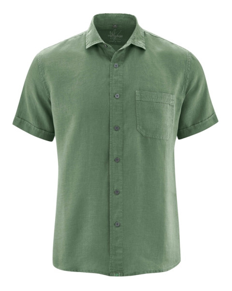 100% Konopná košile s krátkým rukávem zelená, vel.L
