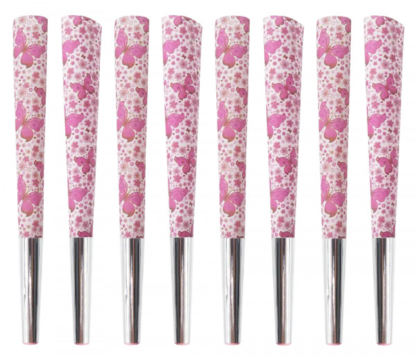 Premium barevné dutinky Pink Butterflies 9,8cm, 8ks